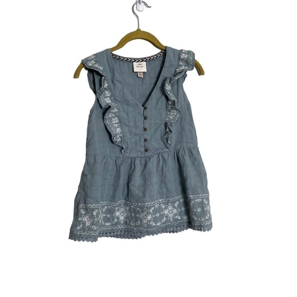 Knox Rose Blue Gray Eyelet Boho Sleeveless Blouse XS - Picture 1 of 6